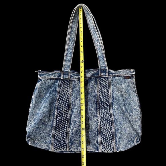 Vintage Denim Tote Blue Acid Wash 1980s Shane Purse Shoulder Bag Retro Fashion - Picture 11 of 12